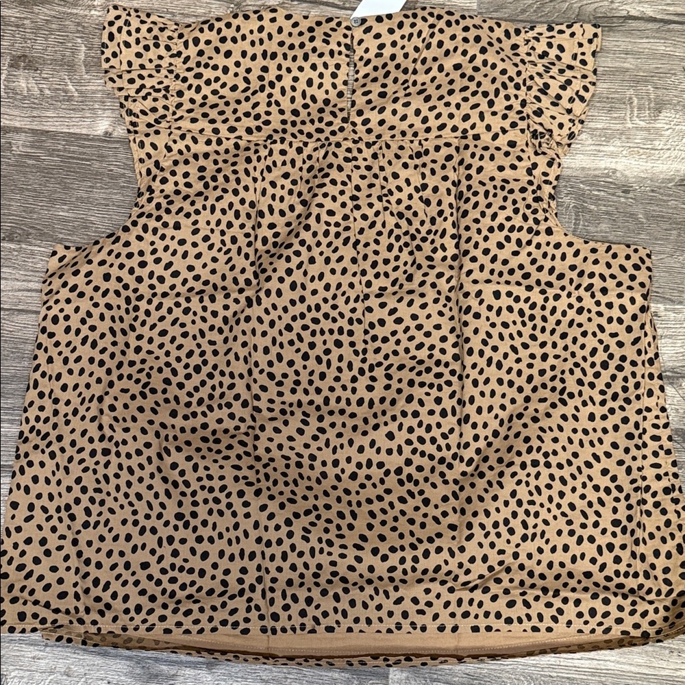 J. Crew Tan and Black Polka Dot Ruffle Sleeve Camisole - Picture 10 of 10